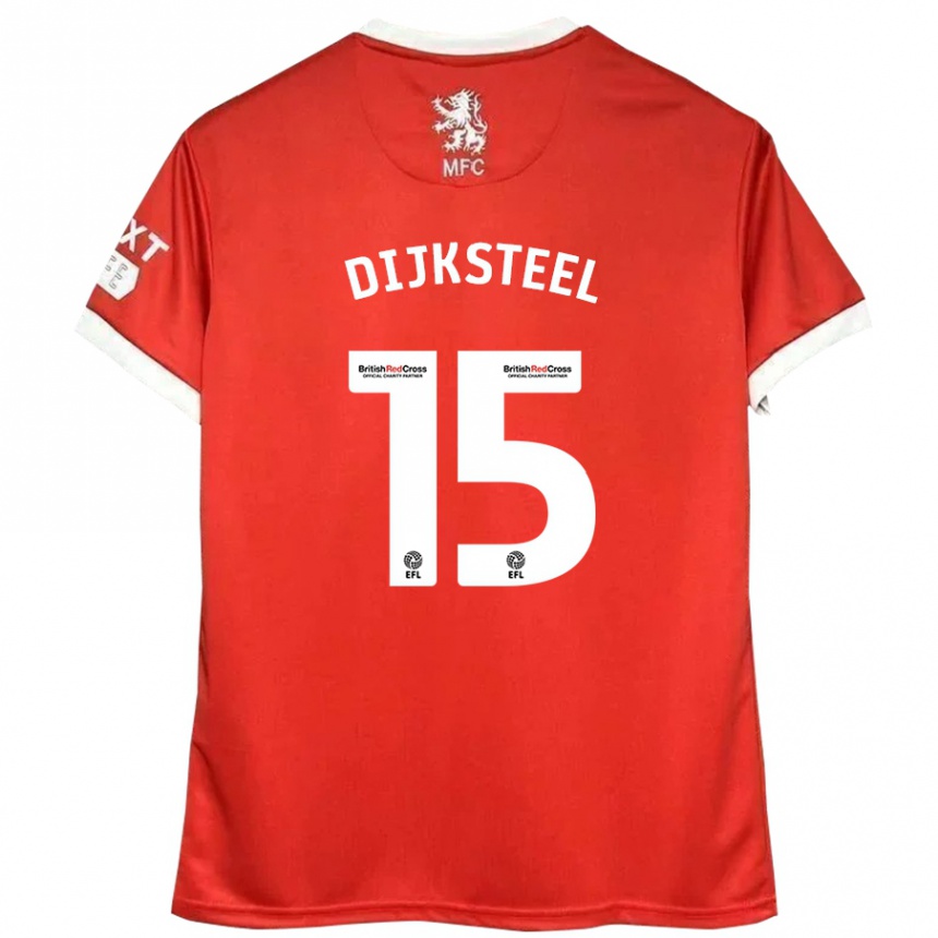 Niño Fútbol Camiseta Anfernee Dijksteel #15 Rojo Blanco 1ª Equipación 2024/25 Argentina