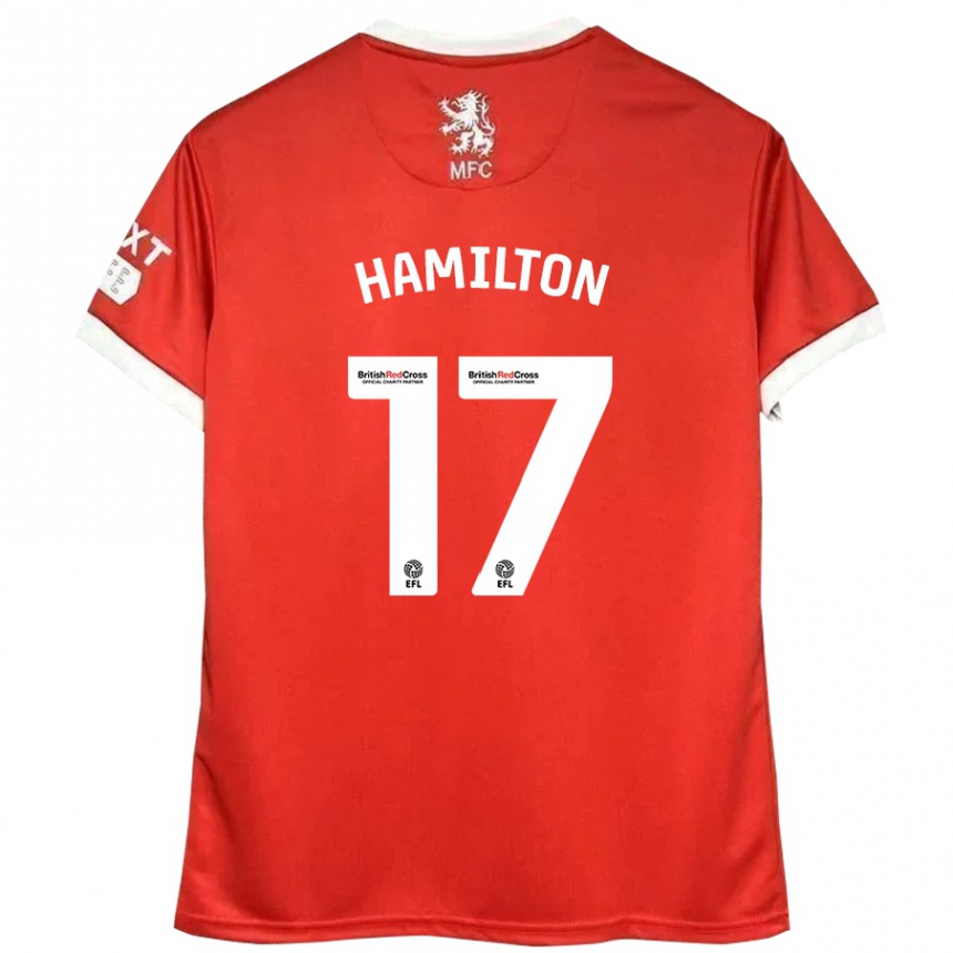 Niño Fútbol Camiseta Micah Hamilton #17 Rojo Blanco 1ª Equipación 2024/25 Argentina