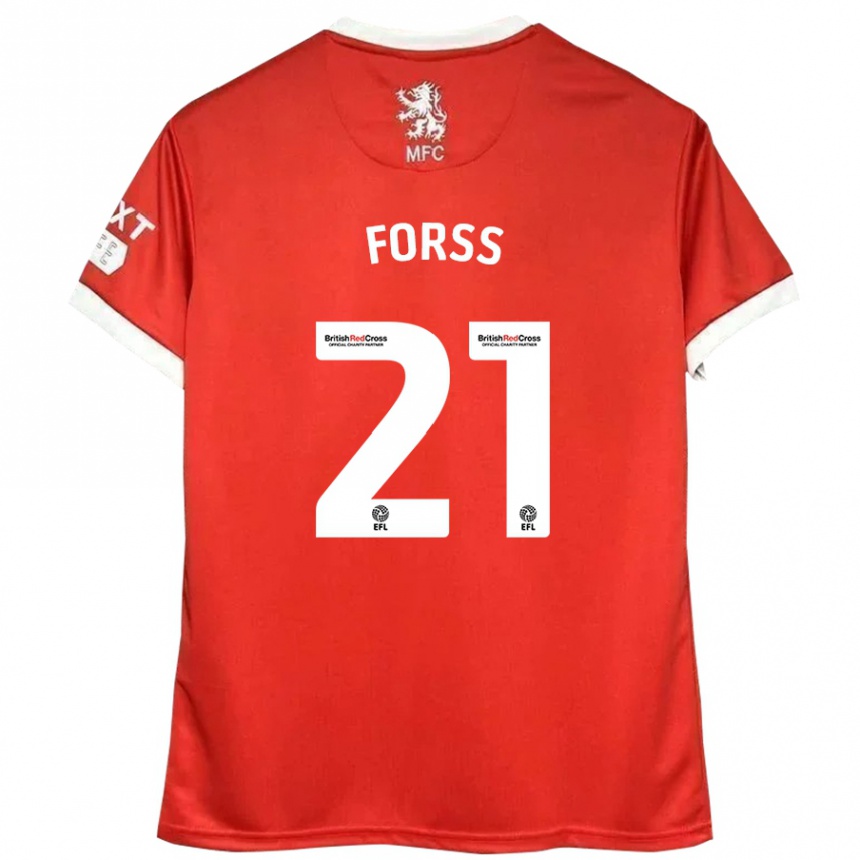 Niño Fútbol Camiseta Marcus Forss #21 Rojo Blanco 1ª Equipación 2024/25 Argentina