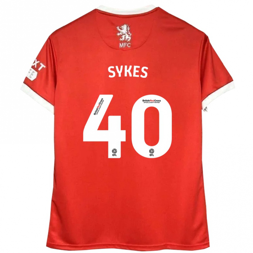 Niño Fútbol Camiseta Cain Sykes #40 Rojo Blanco 1ª Equipación 2024/25 Argentina