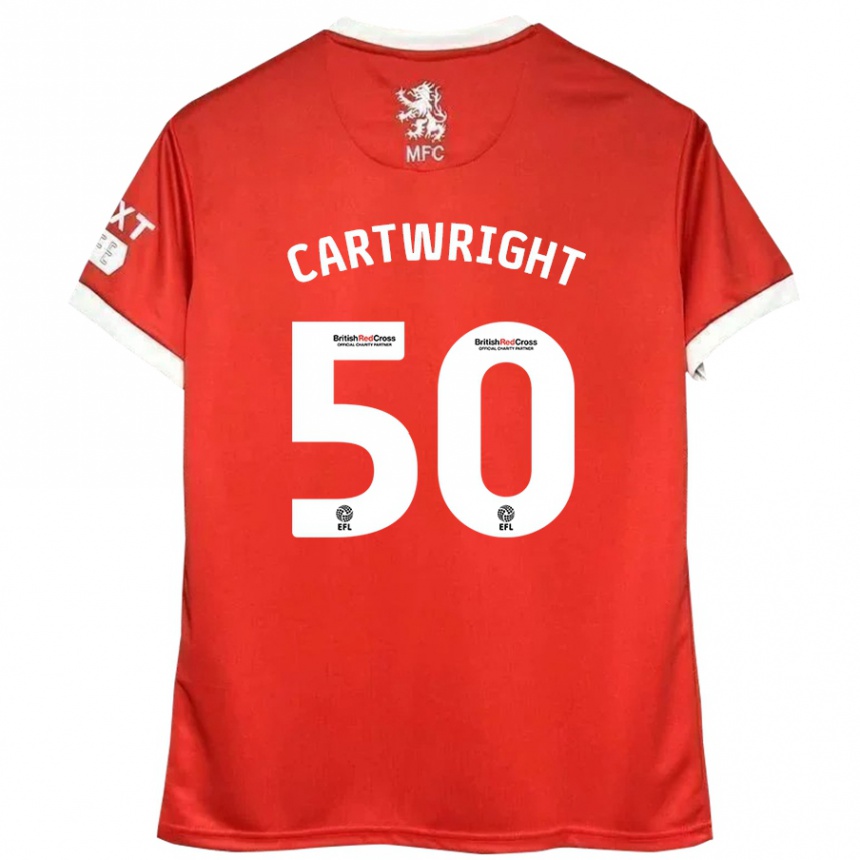 Niño Fútbol Camiseta Fin Cartwright #50 Rojo Blanco 1ª Equipación 2024/25 Argentina