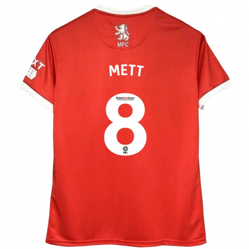 Niño Fútbol Camiseta Jessica Mett #8 Rojo Blanco 1ª Equipación 2024/25 Argentina