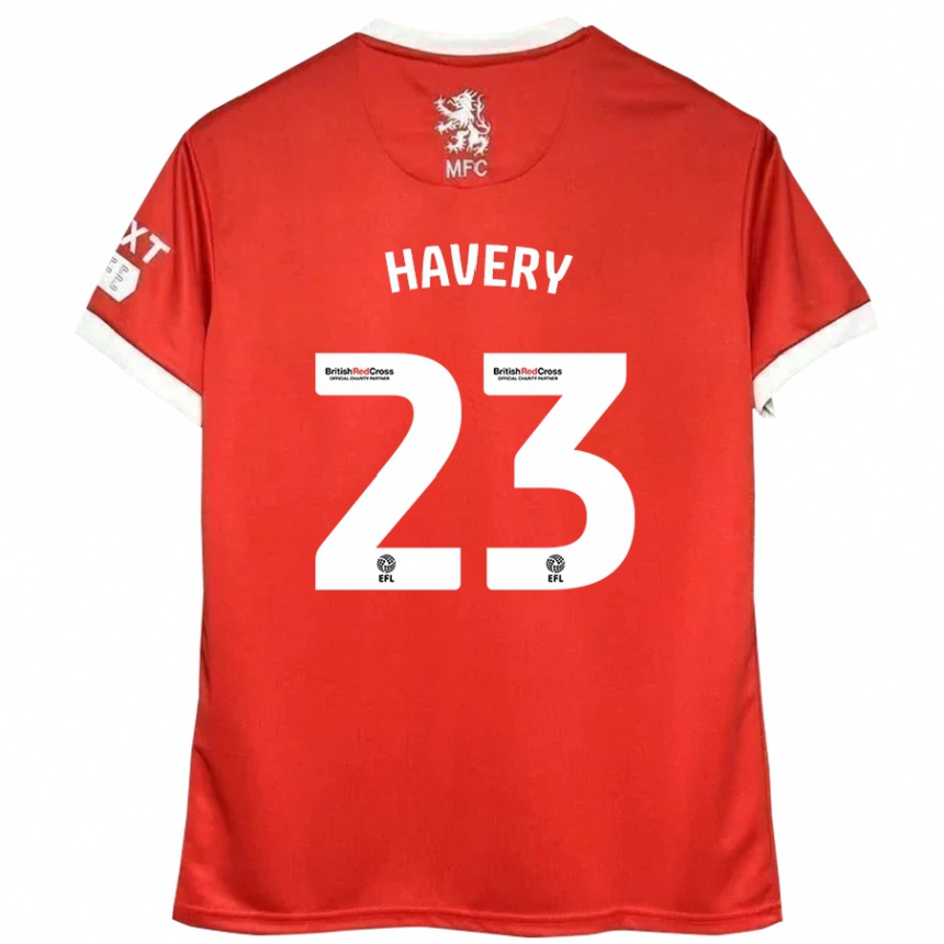 Niño Fútbol Camiseta Nicole Havery #23 Rojo Blanco 1ª Equipación 2024/25 Argentina