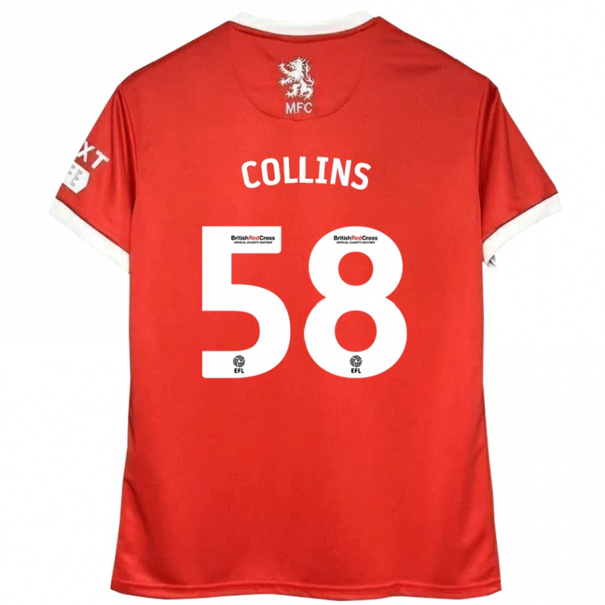 Niño Fútbol Camiseta Sam Collins #58 Rojo Blanco 1ª Equipación 2024/25 Argentina