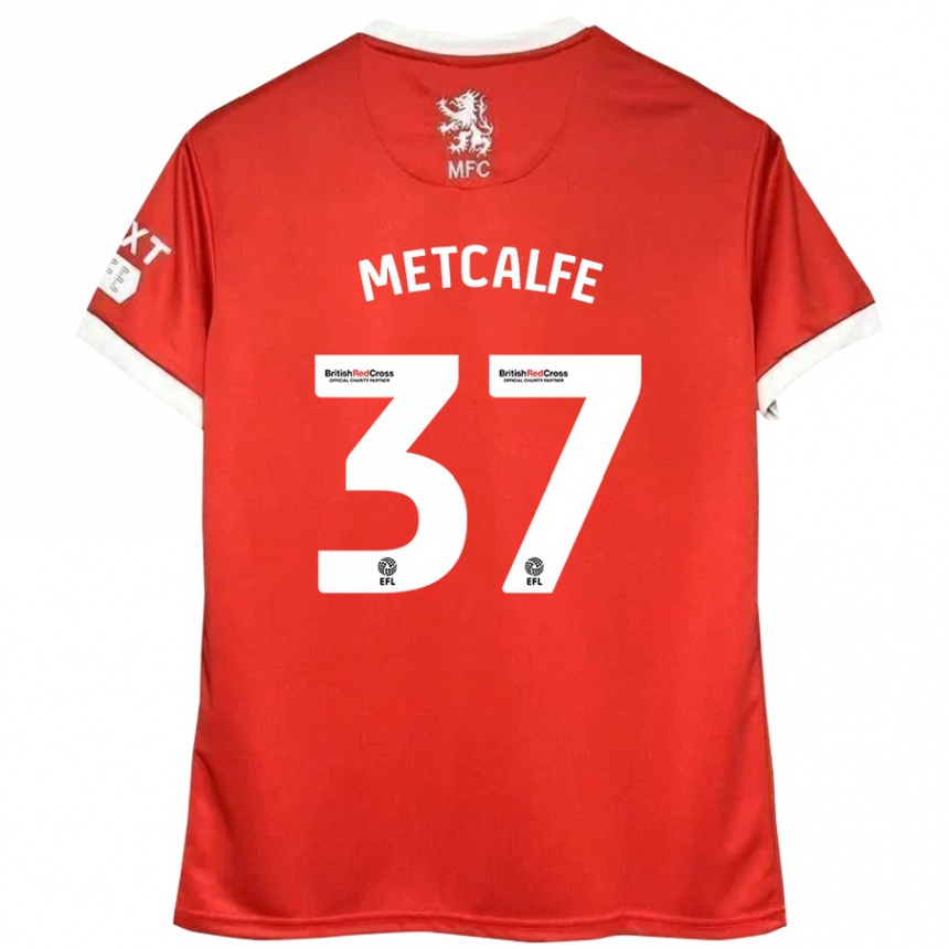 Niño Fútbol Camiseta Max Metcalfe #37 Rojo Blanco 1ª Equipación 2024/25 Argentina