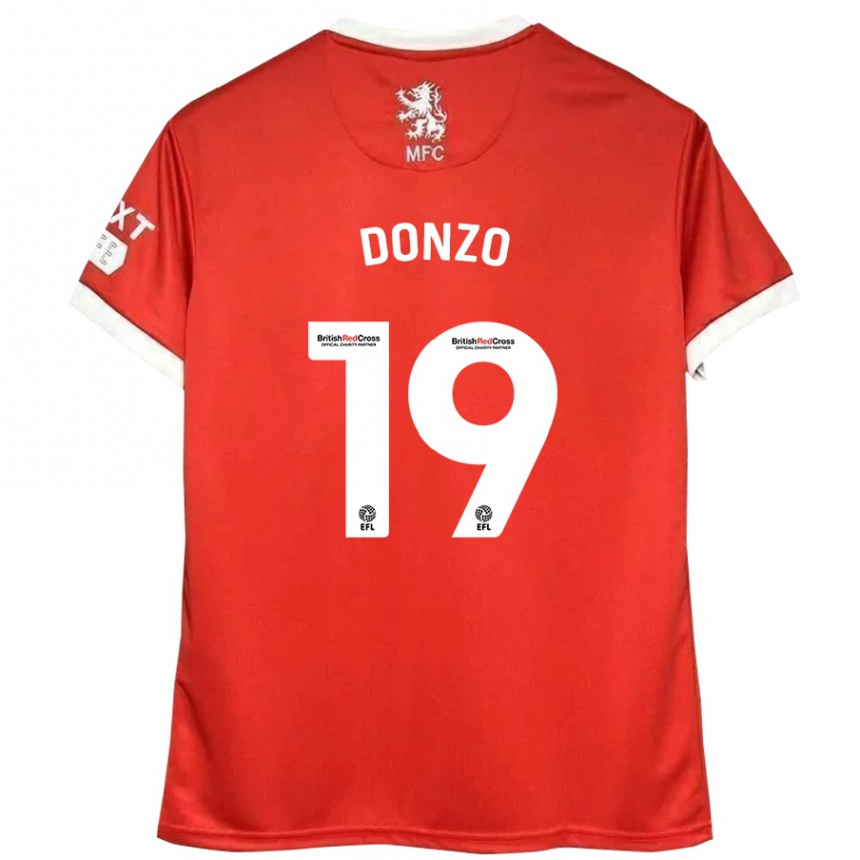 Niño Fútbol Camiseta Jolie Donzo #19 Rojo Blanco 1ª Equipación 2024/25 Argentina