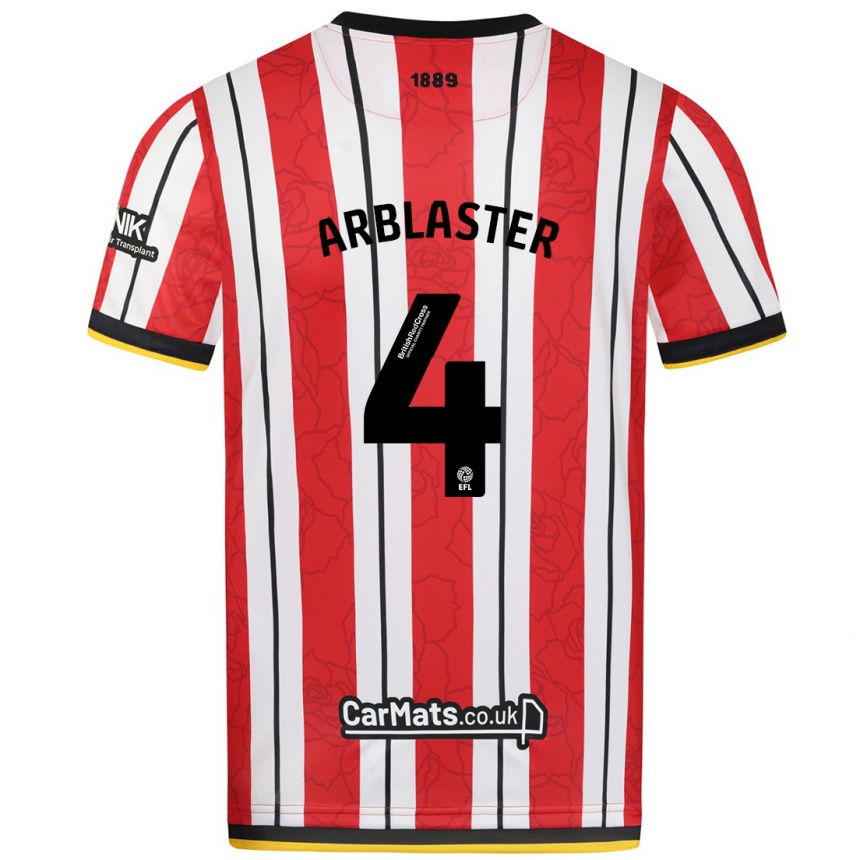 Niño Fútbol Camiseta Oliver Arblaster #4 Rojo Blanco Rayas 1ª Equipación 2024/25 Argentina