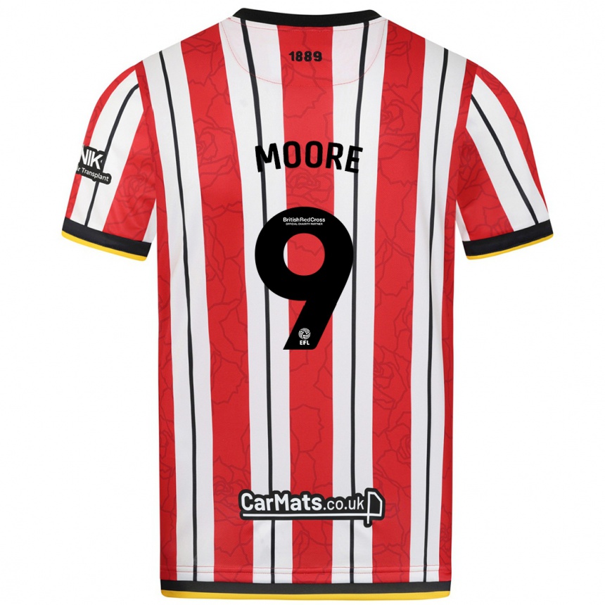 Niño Fútbol Camiseta Kieffer Moore #9 Rojo Blanco Rayas 1ª Equipación 2024/25 Argentina