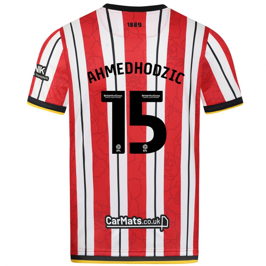 Niño Fútbol Camiseta Anel Ahmedhodzic #15 Rojo Blanco Rayas 1ª Equipación 2024/25 Argentina