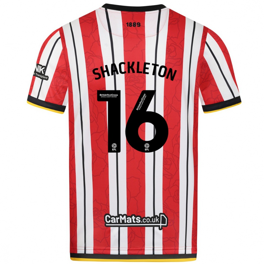 Niño Fútbol Camiseta Jamie Shackleton #16 Rojo Blanco Rayas 1ª Equipación 2024/25 Argentina