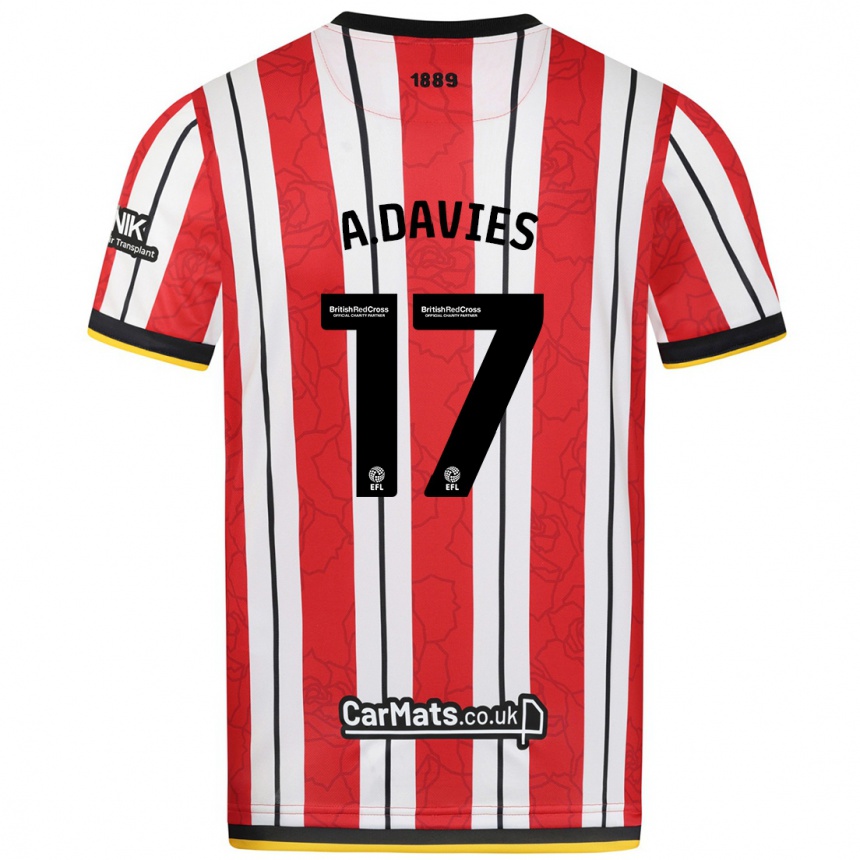 Niño Fútbol Camiseta Adam Davies #17 Rojo Blanco Rayas 1ª Equipación 2024/25 Argentina