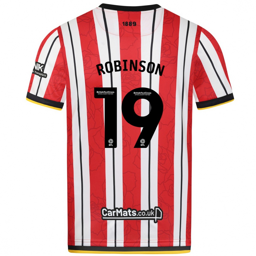 Niño Fútbol Camiseta Jack Robinson #19 Rojo Blanco Rayas 1ª Equipación 2024/25 Argentina