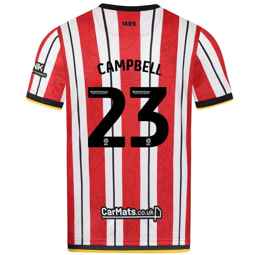 Niño Fútbol Camiseta Tyrese Campbell #23 Rojo Blanco Rayas 1ª Equipación 2024/25 Argentina