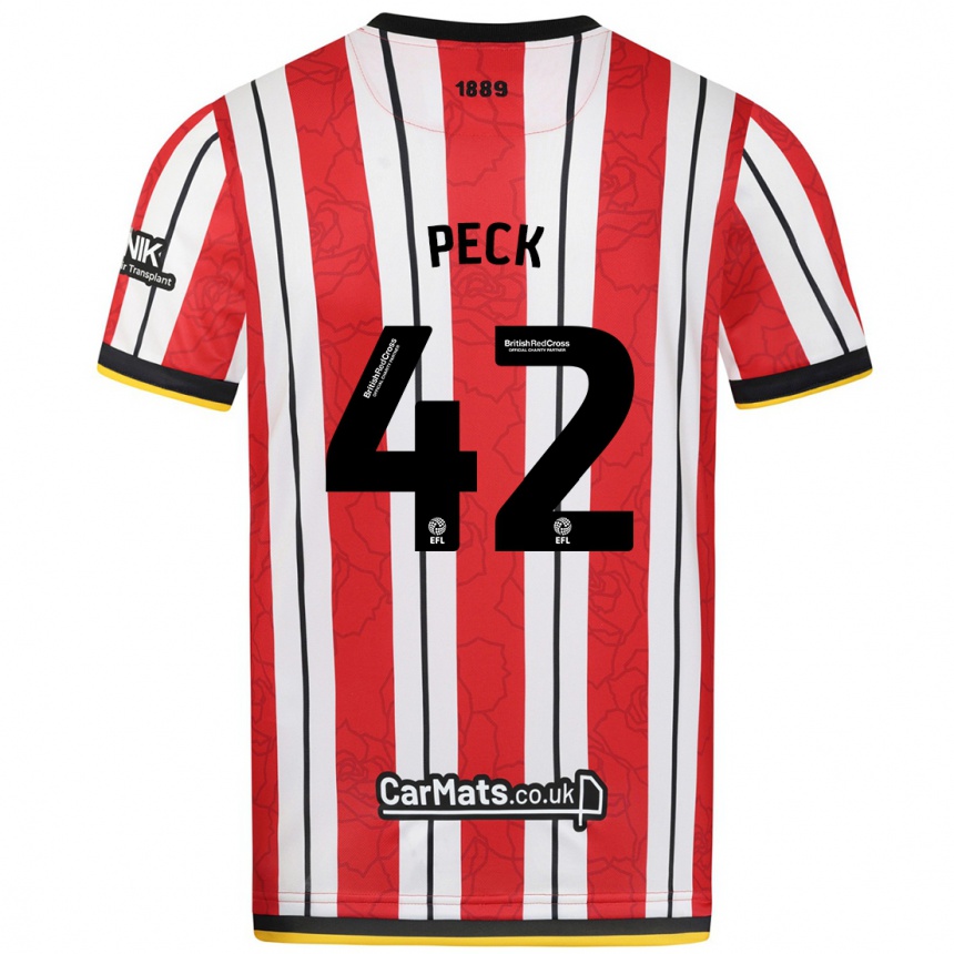 Niño Fútbol Camiseta Sydie Peck #42 Rojo Blanco Rayas 1ª Equipación 2024/25 Argentina