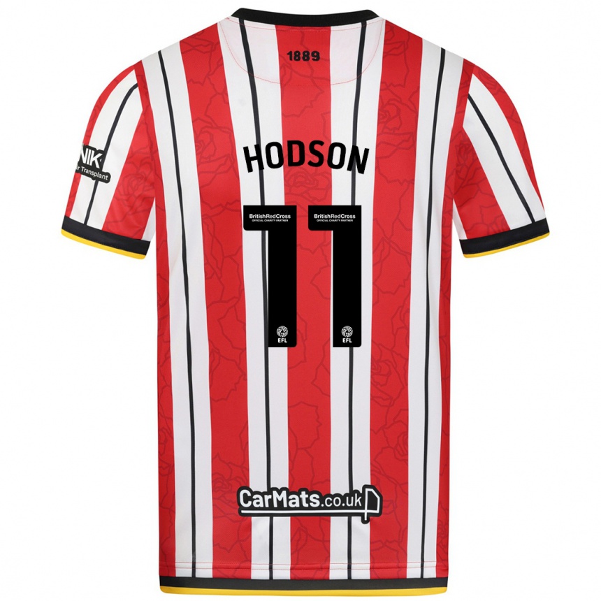 Niño Fútbol Camiseta Ashley Hodson #11 Rojo Blanco Rayas 1ª Equipación 2024/25 Argentina