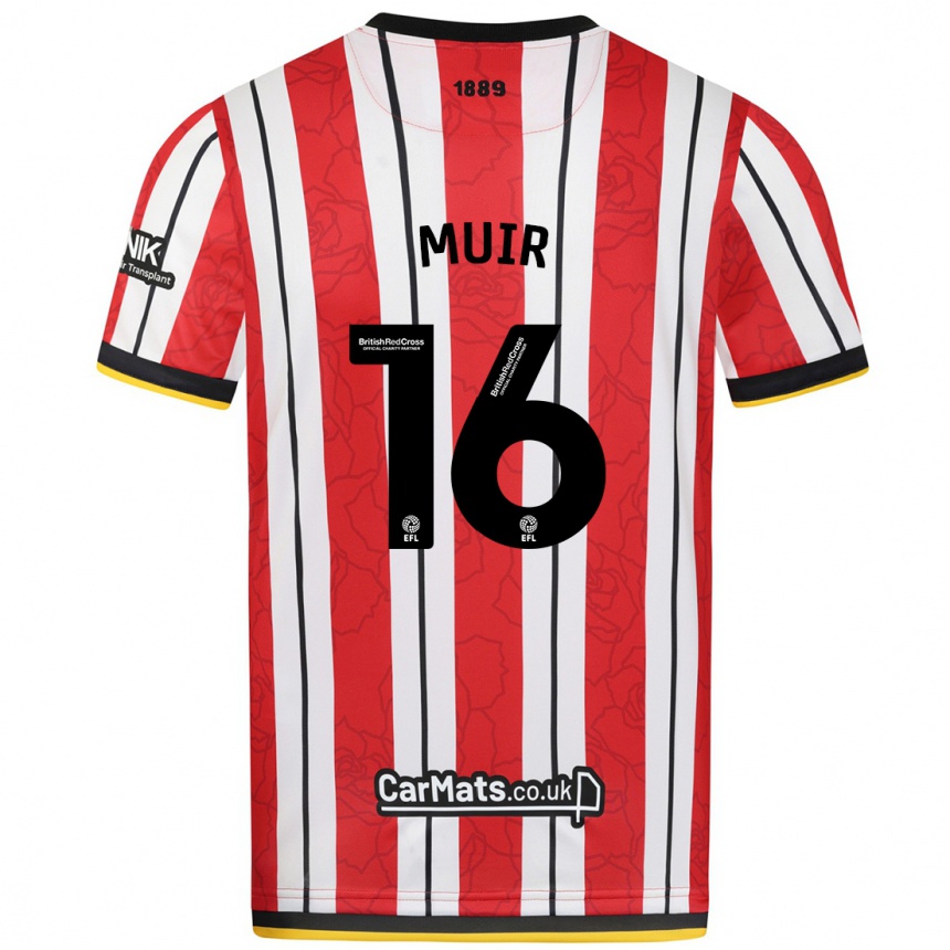 Niño Fútbol Camiseta Chene Muir #16 Rojo Blanco Rayas 1ª Equipación 2024/25 Argentina