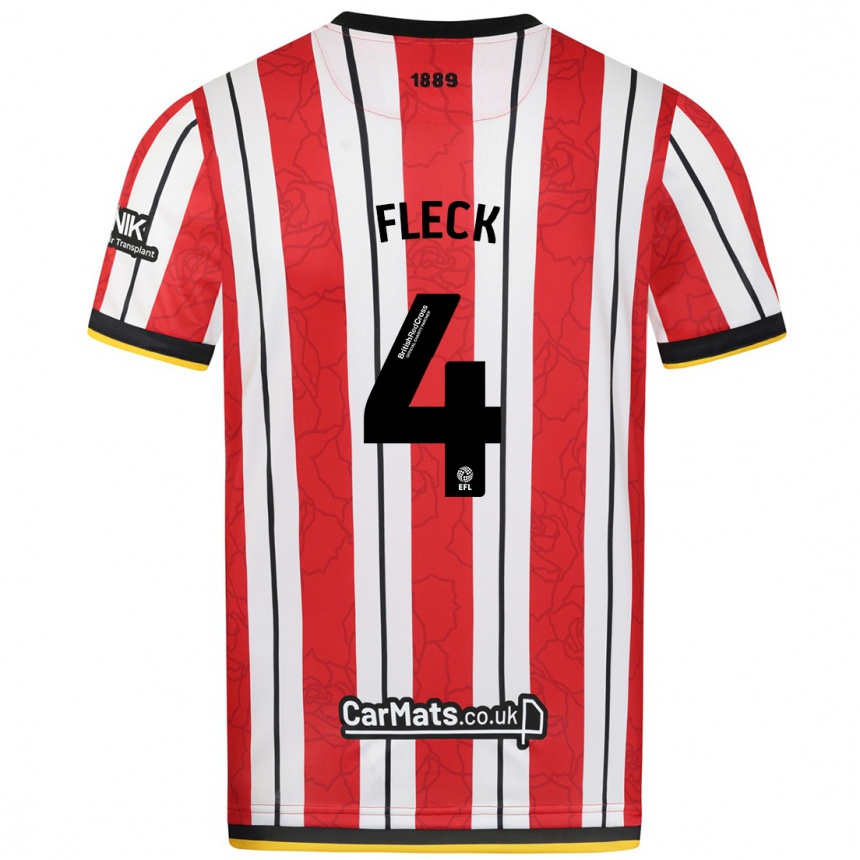 Niño Fútbol Camiseta John Fleck #4 Rojo Blanco Rayas 1ª Equipación 2024/25 Argentina