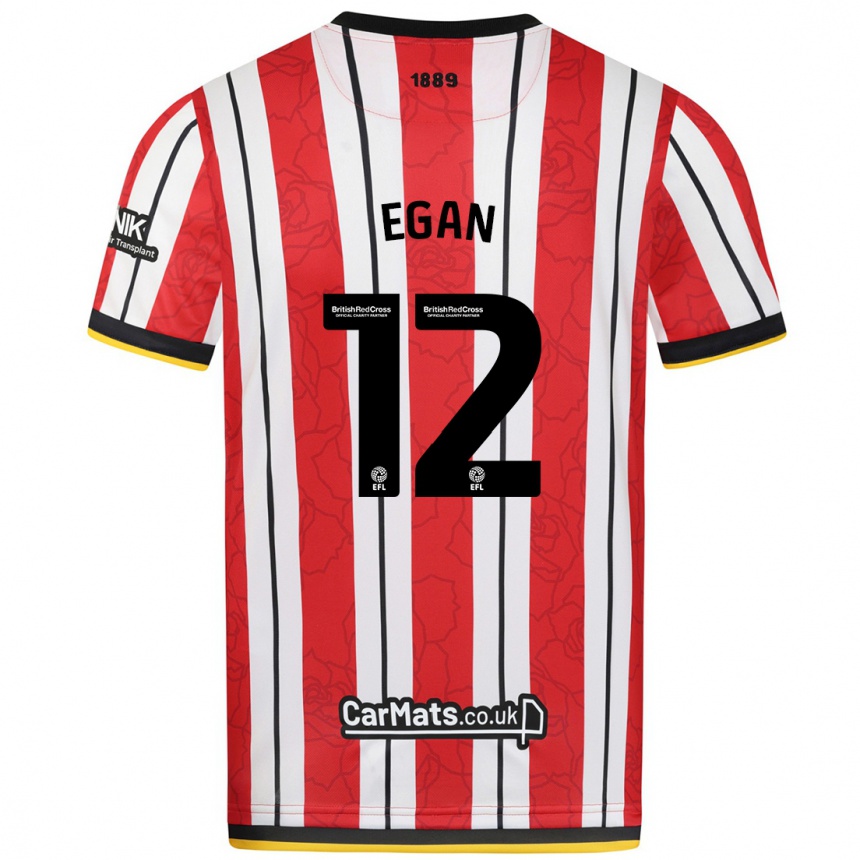 Niño Fútbol Camiseta John Egan #12 Rojo Blanco Rayas 1ª Equipación 2024/25 Argentina