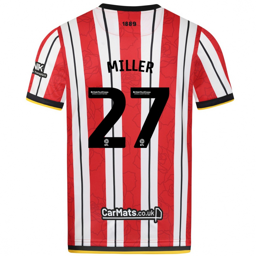 Niño Fútbol Camiseta Lara Miller #27 Rojo Blanco Rayas 1ª Equipación 2024/25 Argentina