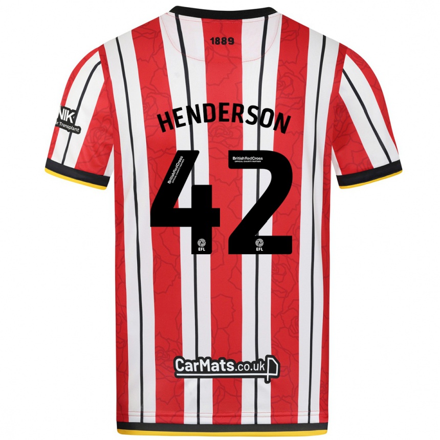 Niño Fútbol Camiseta Peyton Henderson #42 Rojo Blanco Rayas 1ª Equipación 2024/25 Argentina