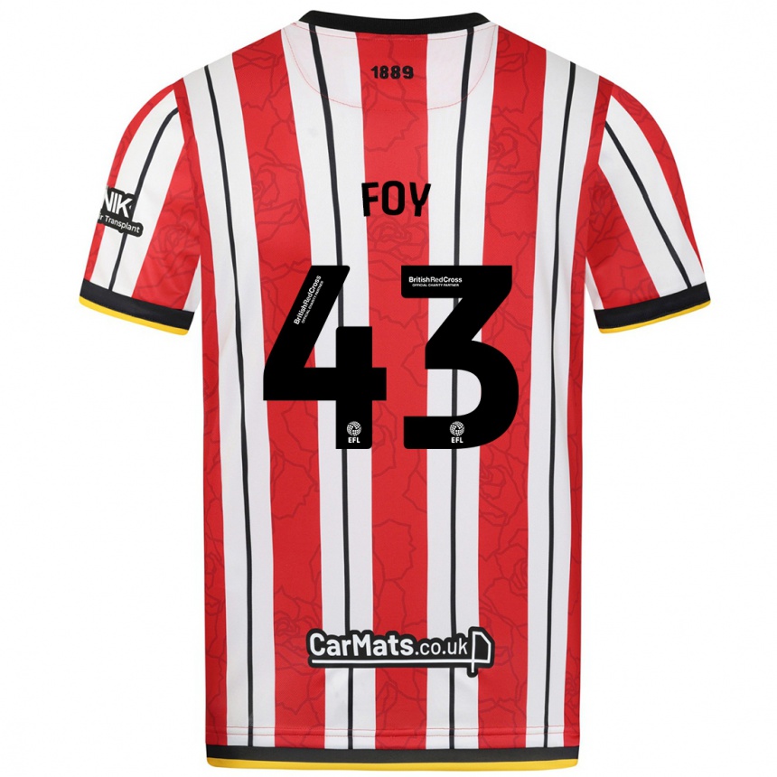 Niño Fútbol Camiseta Gus Foy #43 Rojo Blanco Rayas 1ª Equipación 2024/25 Argentina