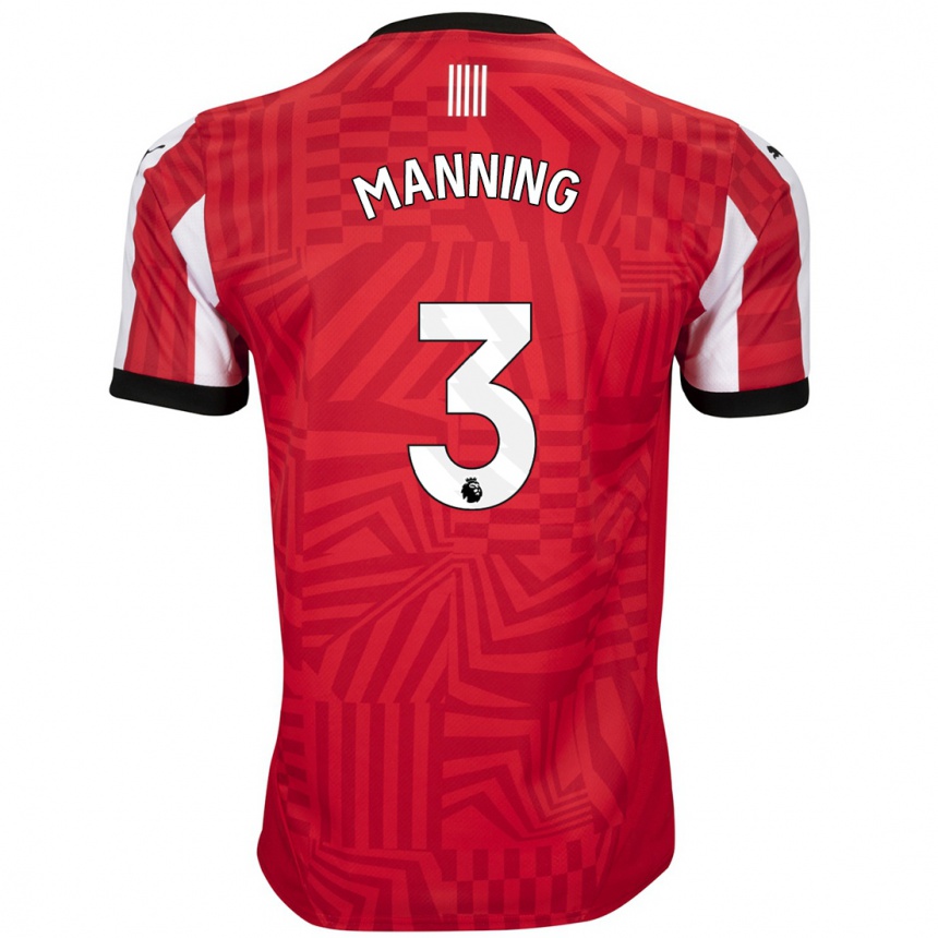 Niño Fútbol Camiseta Ryan Manning #3 Rojo Blanco 1ª Equipación 2024/25 Argentina