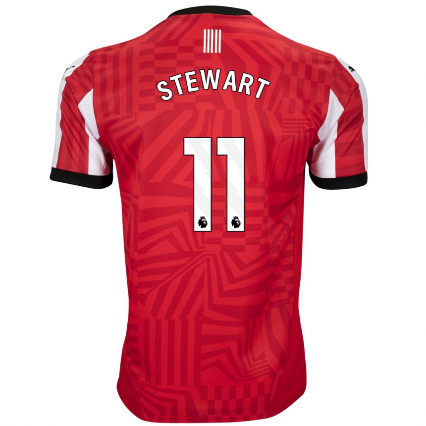 Niño Fútbol Camiseta Ross Stewart #11 Rojo Blanco 1ª Equipación 2024/25 Argentina