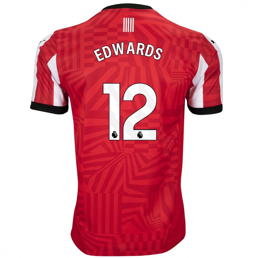 Niño Fútbol Camiseta Ronnie Edwards #12 Rojo Blanco 1ª Equipación 2024/25 Argentina