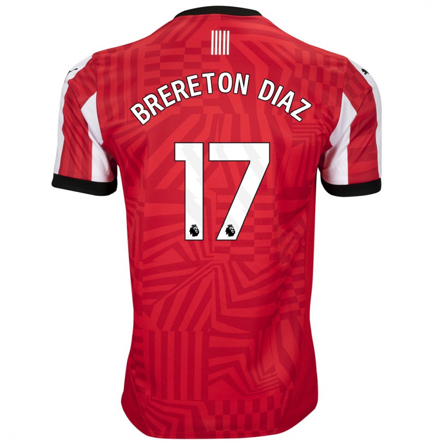 Niño Fútbol Camiseta Ben Brereton Díaz #17 Rojo Blanco 1ª Equipación 2024/25 Argentina