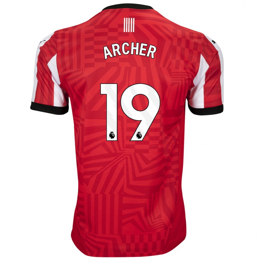 Niño Fútbol Camiseta Cameron Archer #19 Rojo Blanco 1ª Equipación 2024/25 Argentina