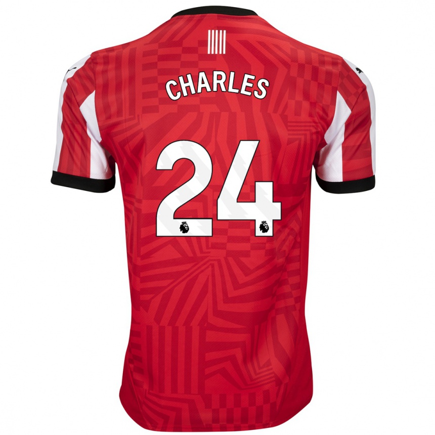 Niño Fútbol Camiseta Shea Charles #24 Rojo Blanco 1ª Equipación 2024/25 Argentina