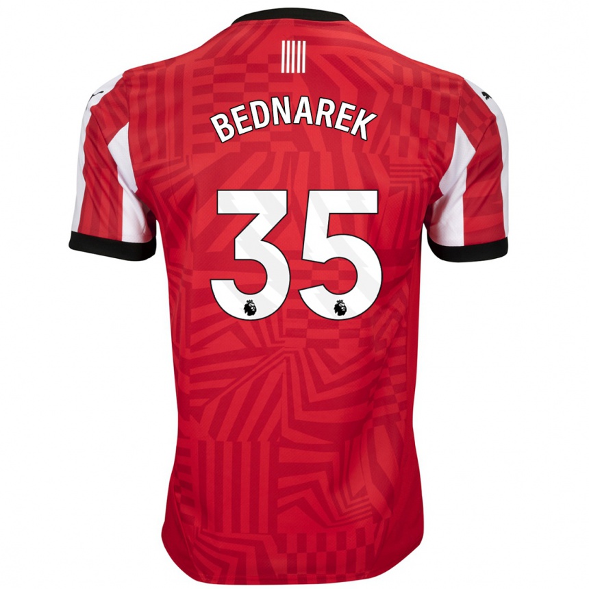 Niño Fútbol Camiseta Jan Bednarek #35 Rojo Blanco 1ª Equipación 2024/25 Argentina