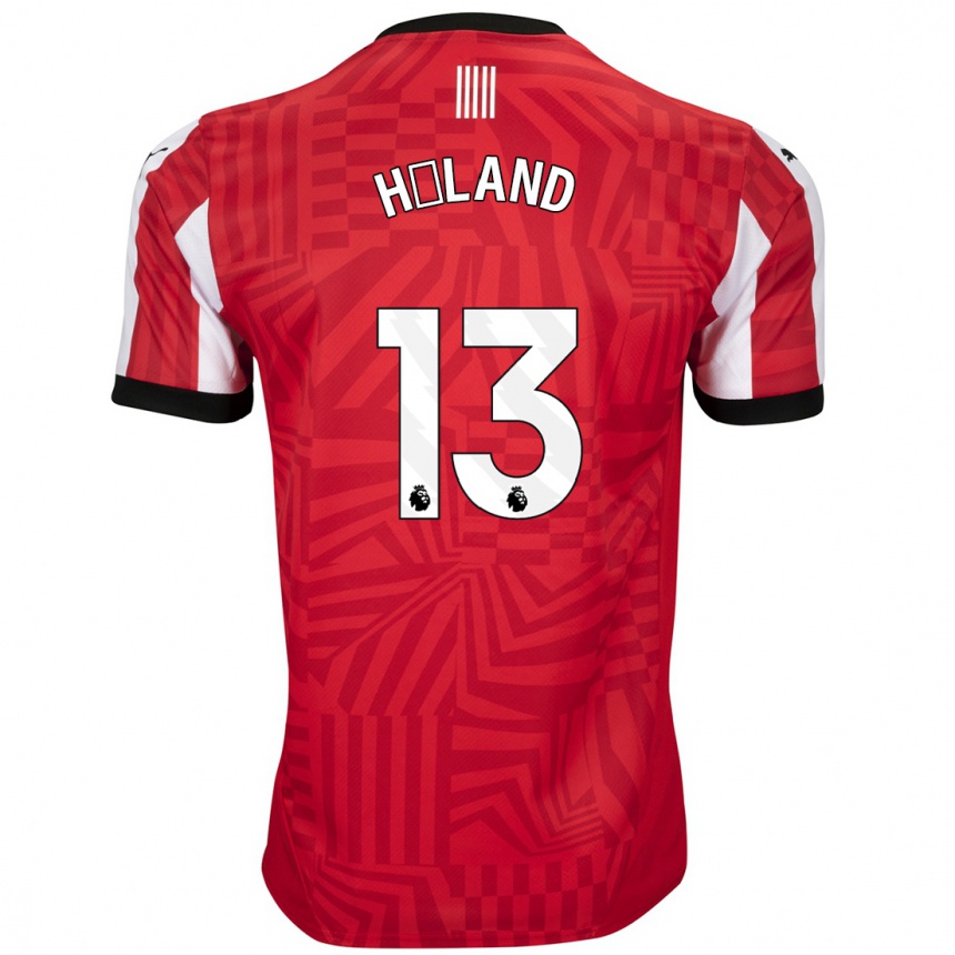 Niño Fútbol Camiseta Benedicte Håland #13 Rojo Blanco 1ª Equipación 2024/25 Argentina