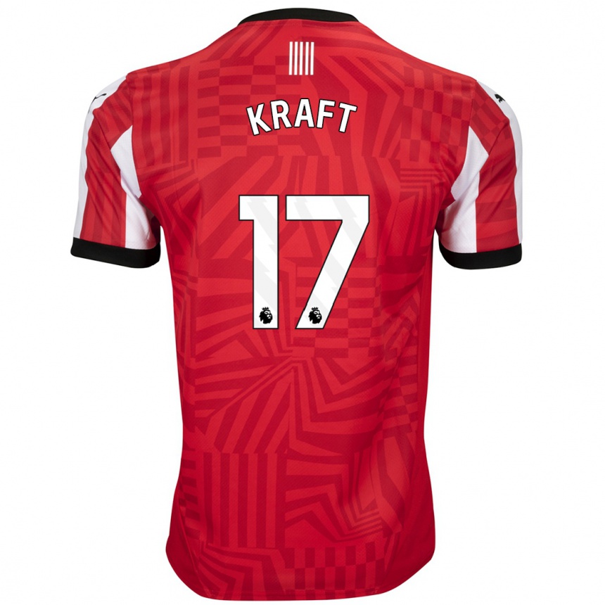 Niño Fútbol Camiseta Emily Kraft #17 Rojo Blanco 1ª Equipación 2024/25 Argentina