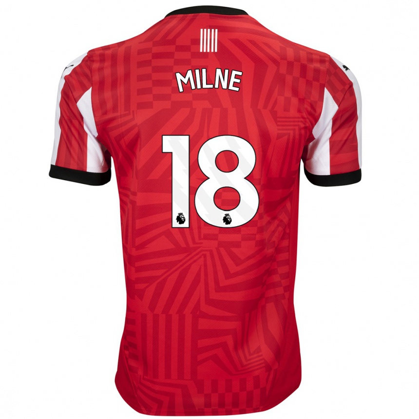 Niño Fútbol Camiseta Isabel Milne #18 Rojo Blanco 1ª Equipación 2024/25 Argentina