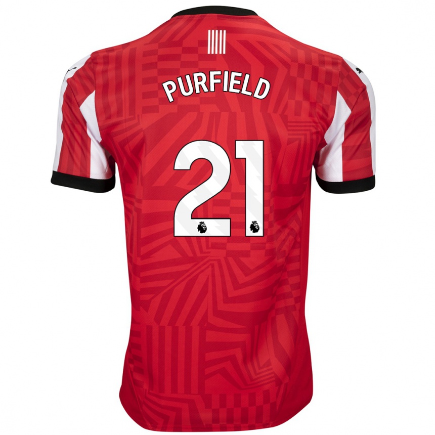 Niño Fútbol Camiseta Jemma Purfield #21 Rojo Blanco 1ª Equipación 2024/25 Argentina