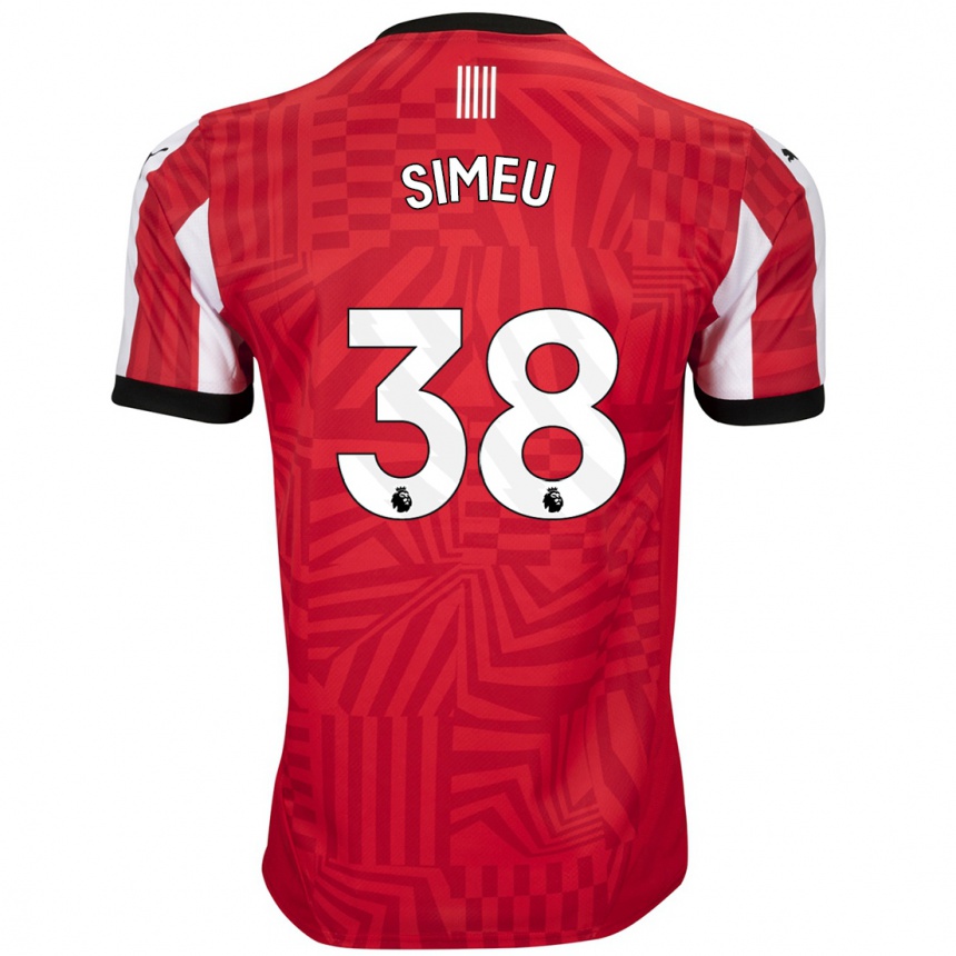 Niño Fútbol Camiseta Dynel Simeu #38 Rojo Blanco 1ª Equipación 2024/25 Argentina