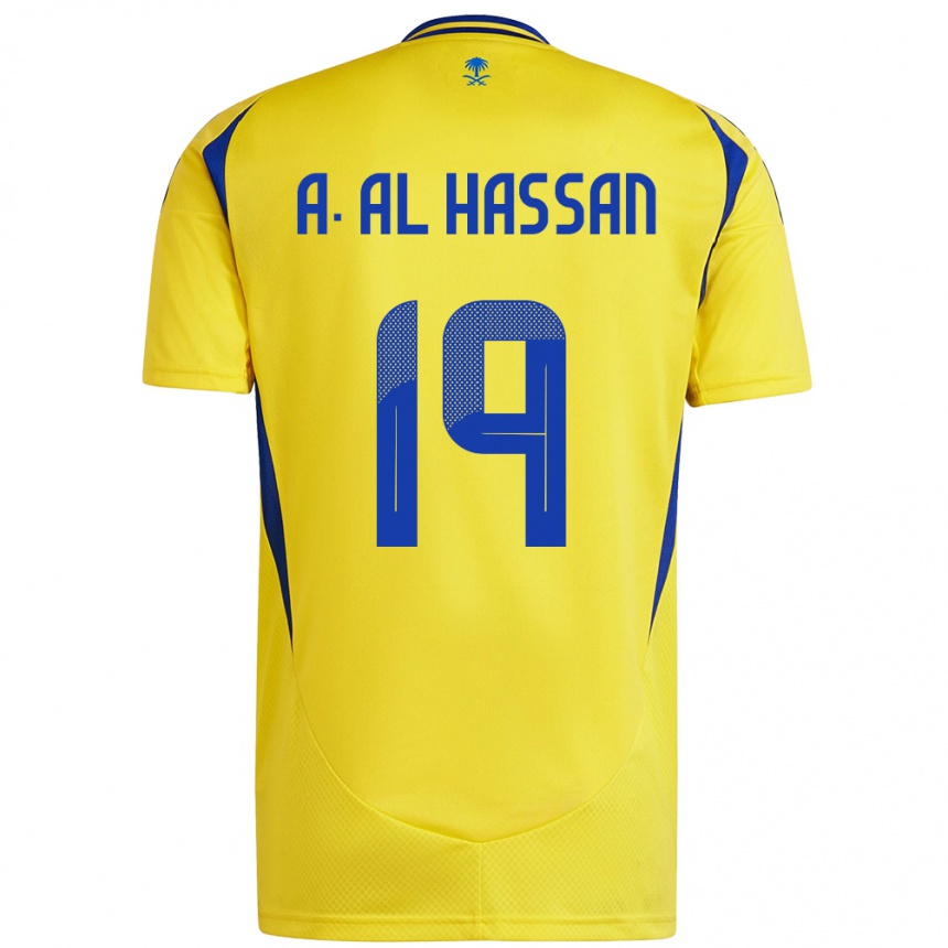 Niño Fútbol Camiseta Ali Al-Hassan #19 Amarillo Azul 1ª Equipación 2024/25 Argentina