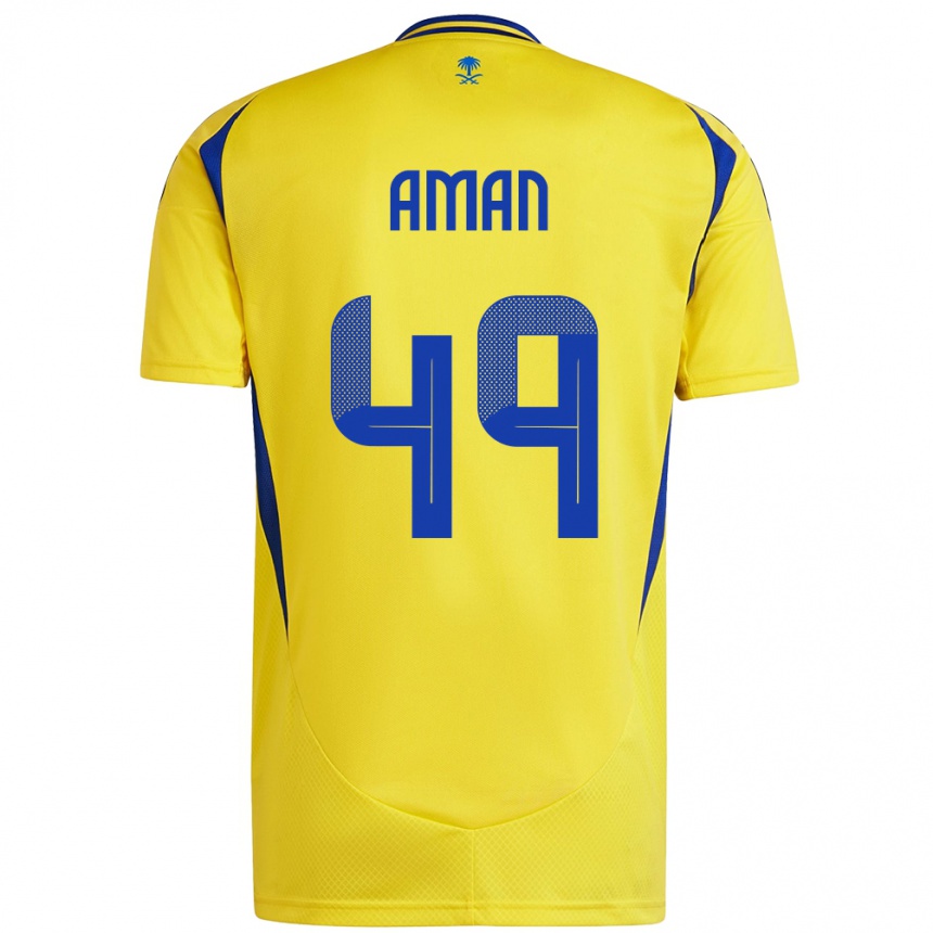 Niño Fútbol Camiseta Awad Aman #49 Amarillo Azul 1ª Equipación 2024/25 Argentina