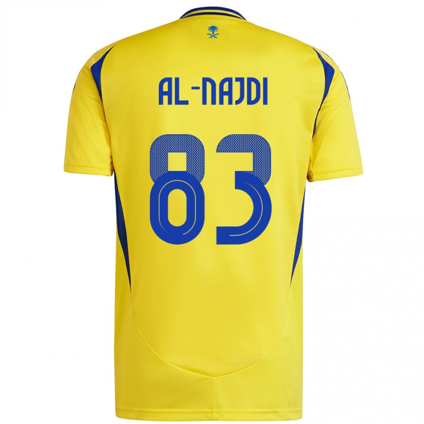 Niño Fútbol Camiseta Salem Al-Najdi #83 Amarillo Azul 1ª Equipación 2024/25 Argentina