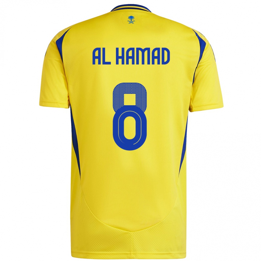 Niño Fútbol Camiseta Sara Al-Hamad #8 Amarillo Azul 1ª Equipación 2024/25 Argentina