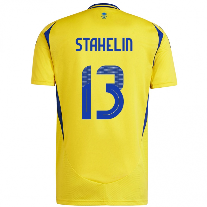 Niño Fútbol Camiseta Izabela Stahelin #13 Amarillo Azul 1ª Equipación 2024/25 Argentina