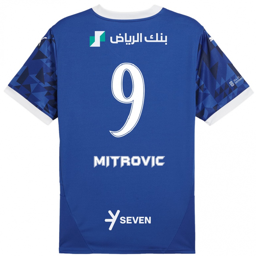 Niño Fútbol Camiseta Aleksandar Mitrovic #9 Azul Oscuro Blanco 1ª Equipación 2024/25 Argentina