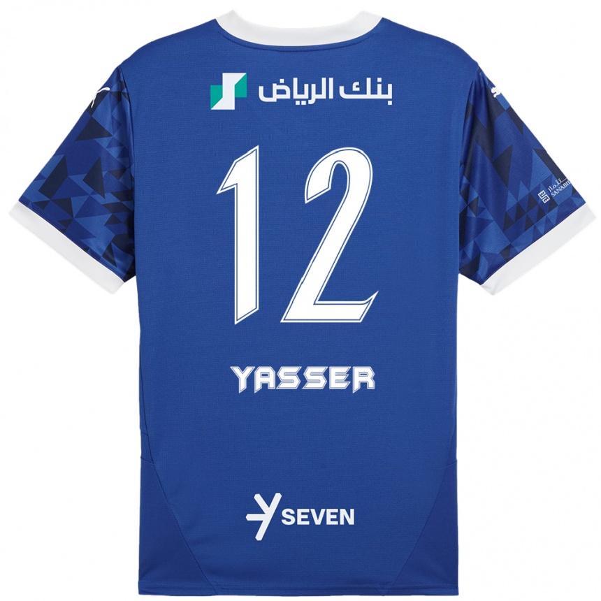 Niño Fútbol Camiseta Yasser Al-Shahrani #12 Azul Oscuro Blanco 1ª Equipación 2024/25 Argentina