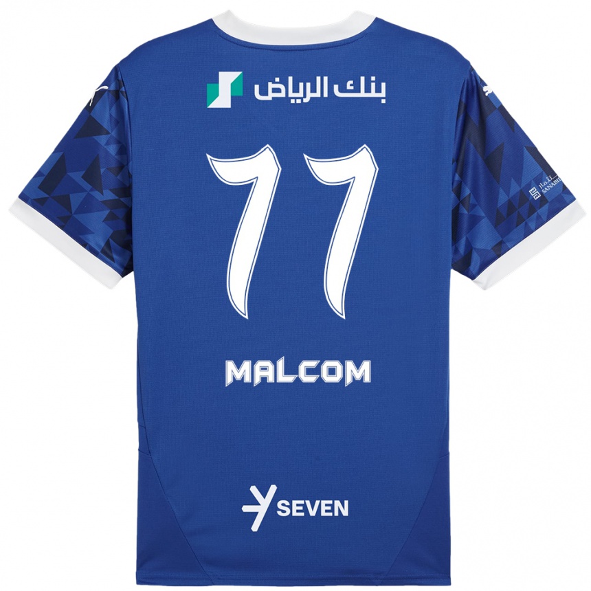 Niño Fútbol Camiseta Malcom #77 Azul Oscuro Blanco 1ª Equipación 2024/25 Argentina