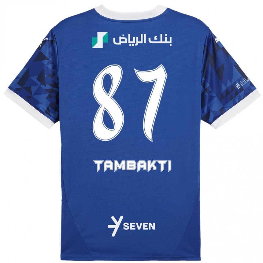 Niño Fútbol Camiseta Hassan Tambakti #87 Azul Oscuro Blanco 1ª Equipación 2024/25 Argentina