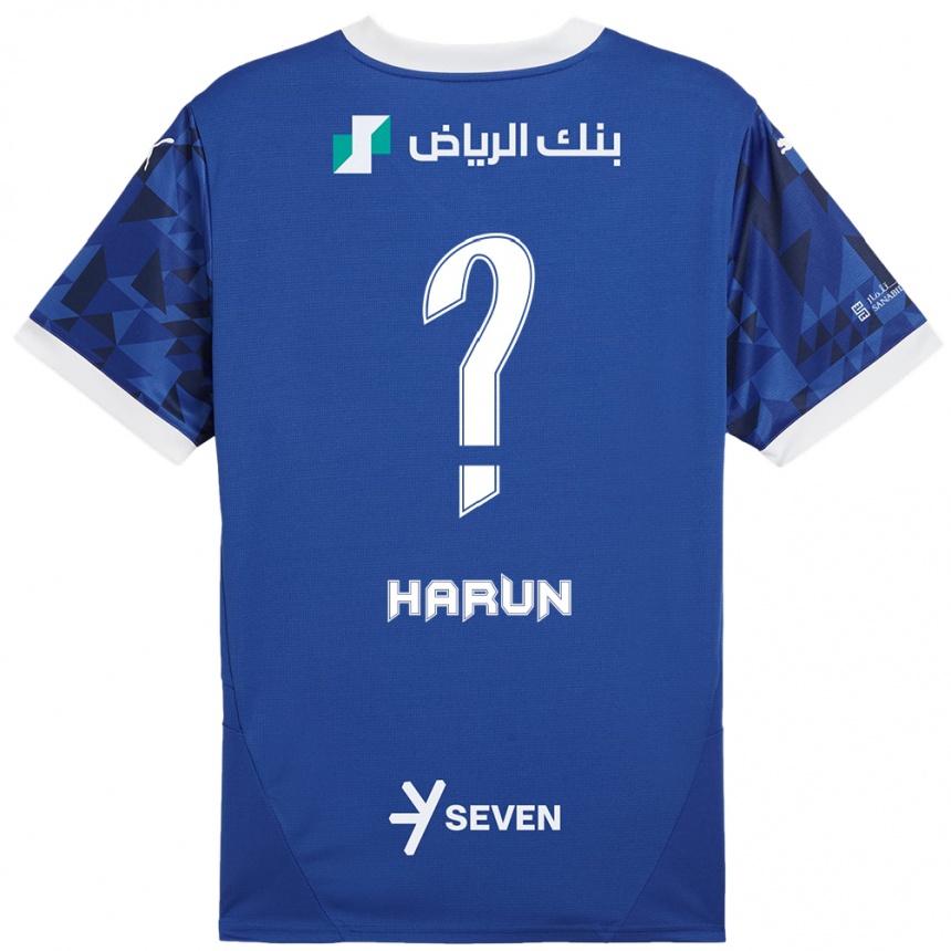 Niño Fútbol Camiseta Saud Harun #0 Azul Oscuro Blanco 1ª Equipación 2024/25 Argentina