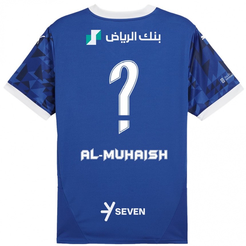 Niño Fútbol Camiseta Mohammed Al-Muhaish #0 Azul Oscuro Blanco 1ª Equipación 2024/25 Argentina