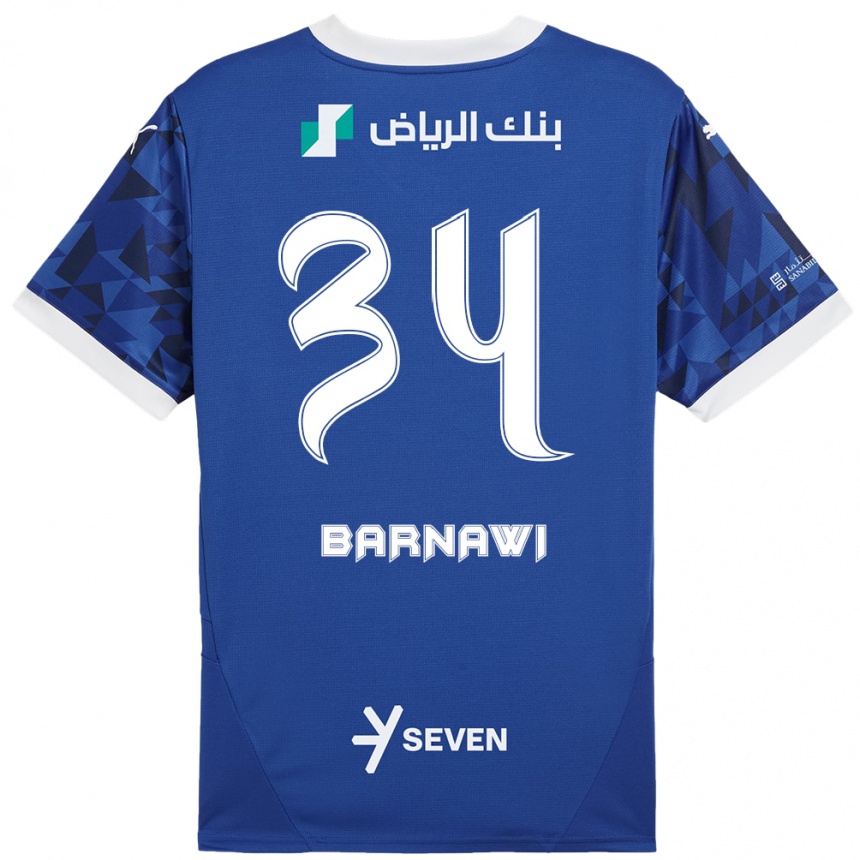 Niño Fútbol Camiseta Saleh Barnawi #34 Azul Oscuro Blanco 1ª Equipación 2024/25 Argentina