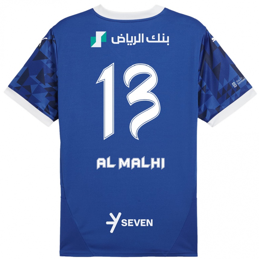 Niño Fútbol Camiseta Al Muhra Al-Malhi #13 Azul Oscuro Blanco 1ª Equipación 2024/25 Argentina